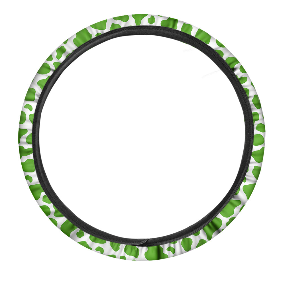 Green Cow Print Pattern Car Steering Wheel Cover-grizzshop