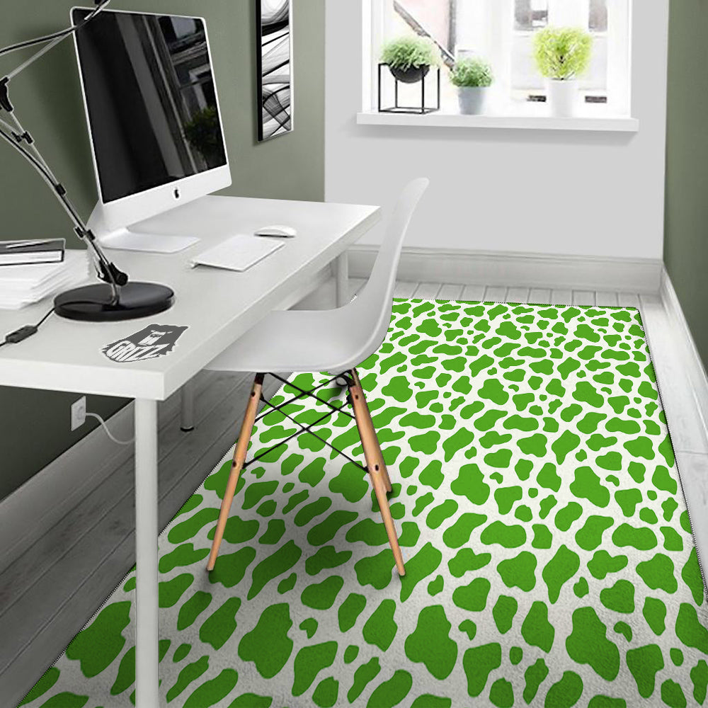 Green Cow Print Pattern Floor Mat-grizzshop