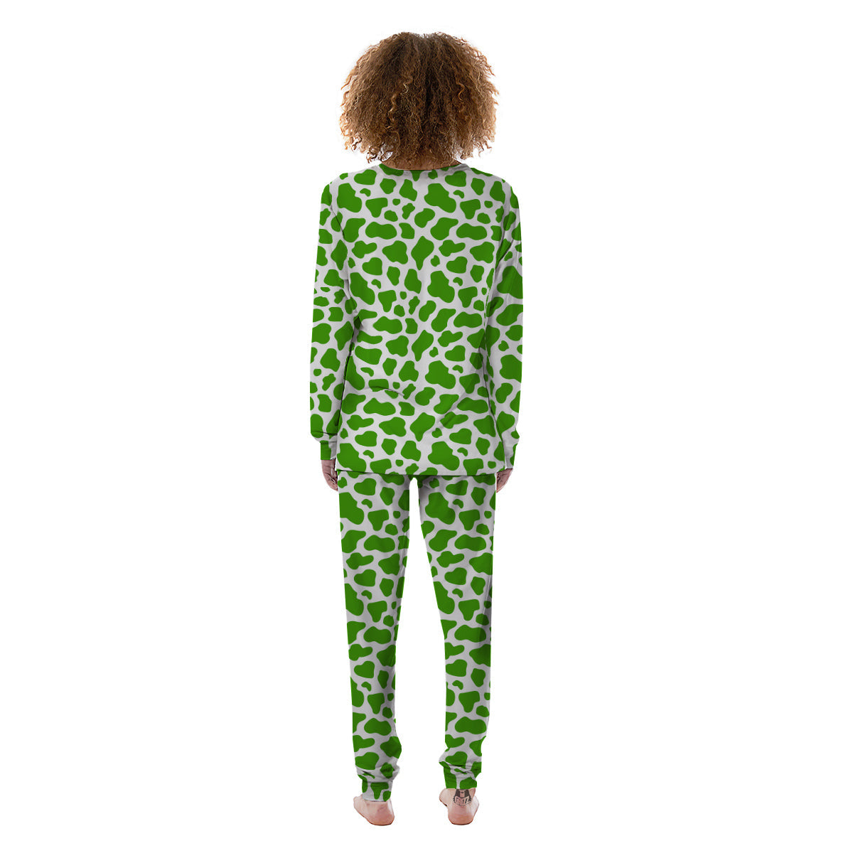 Green Cow Print Pattern Women's Pajamas-grizzshop