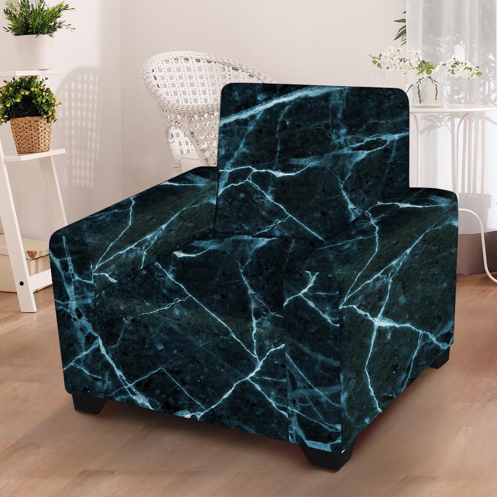 Green Cracked Marble Armchair Cover-grizzshop