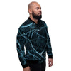 Green Cracked Marble Men's Bomber Jacket-grizzshop