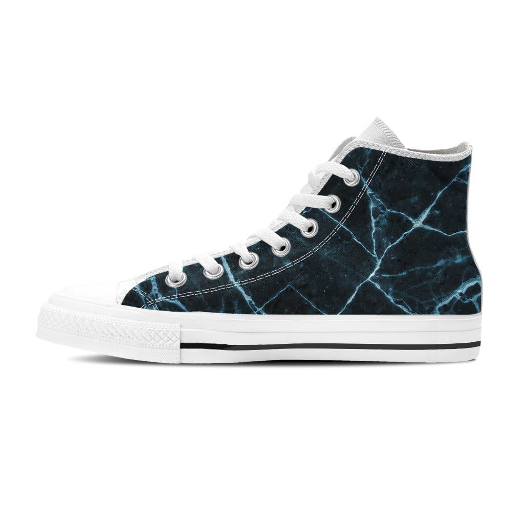 Green Cracked Marble Men's High Top Shoes-grizzshop