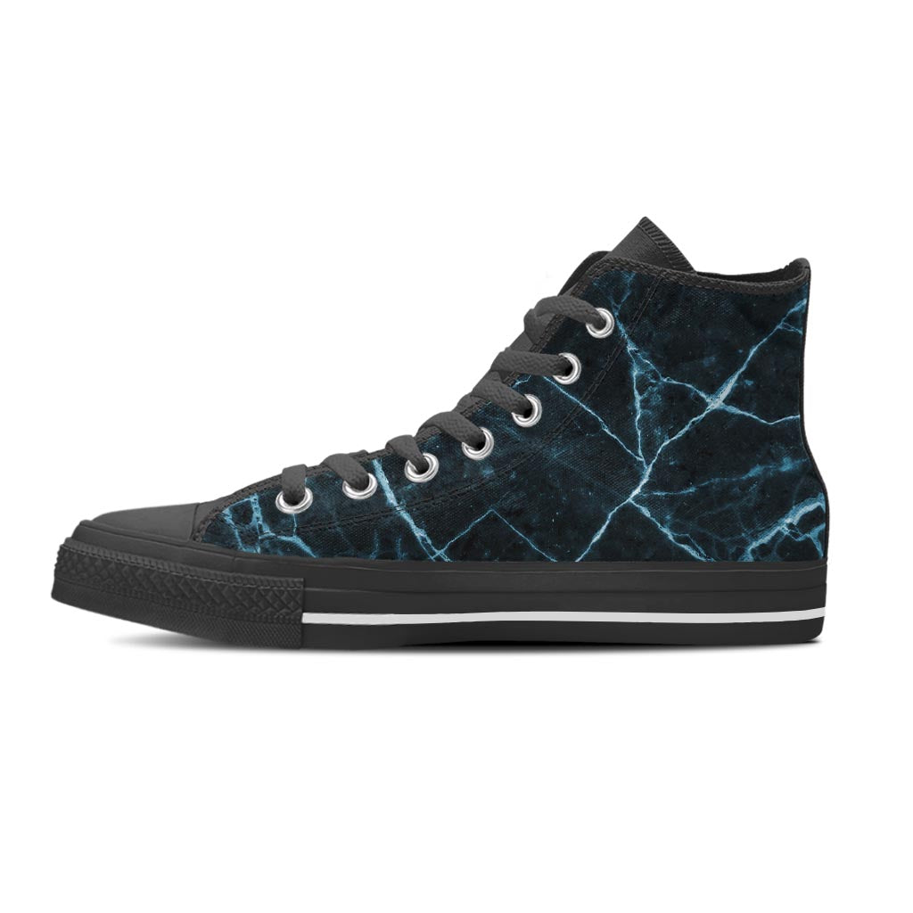 Green Cracked Marble Men's High Top Shoes-grizzshop