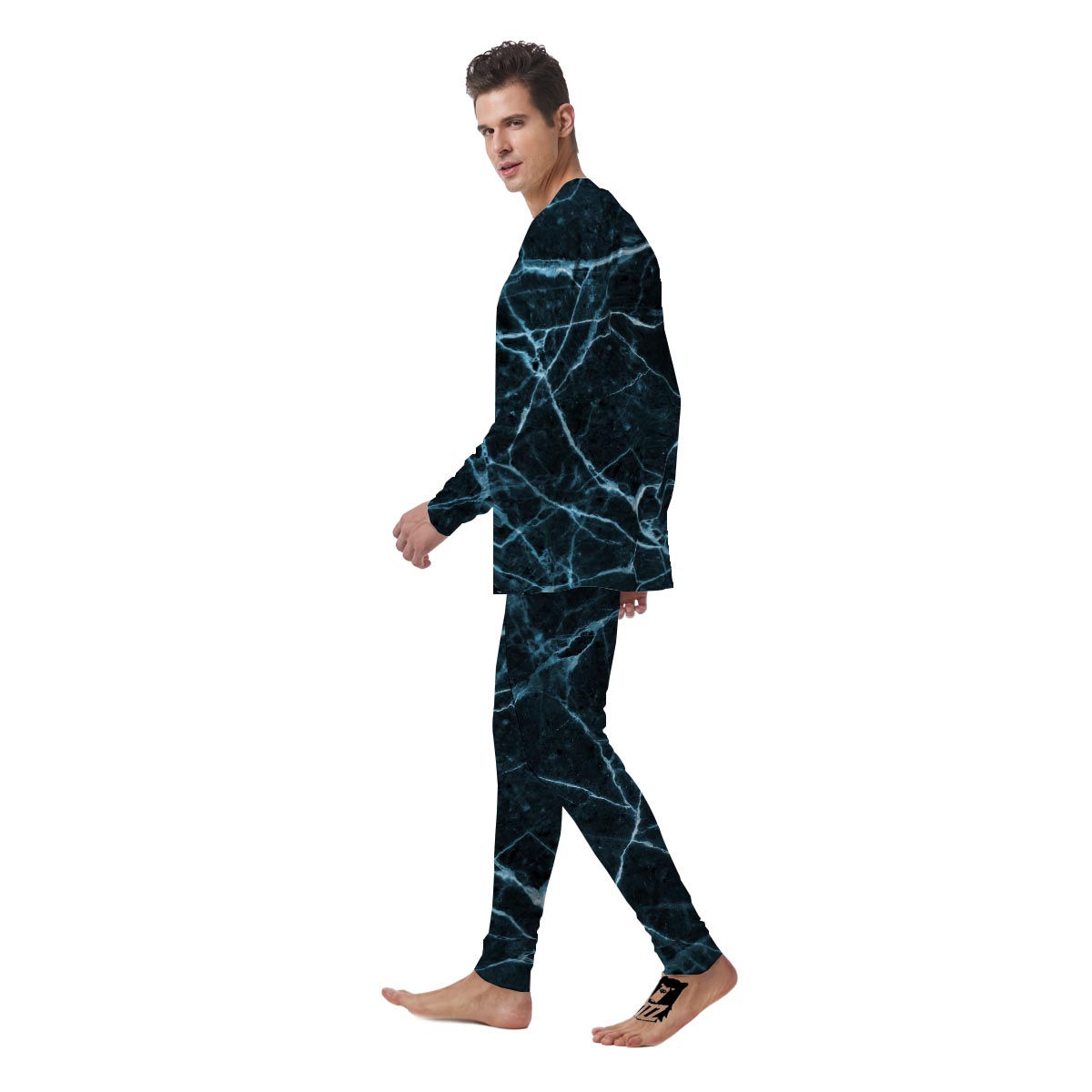 Green Cracked Marble Men's Pajamas-grizzshop