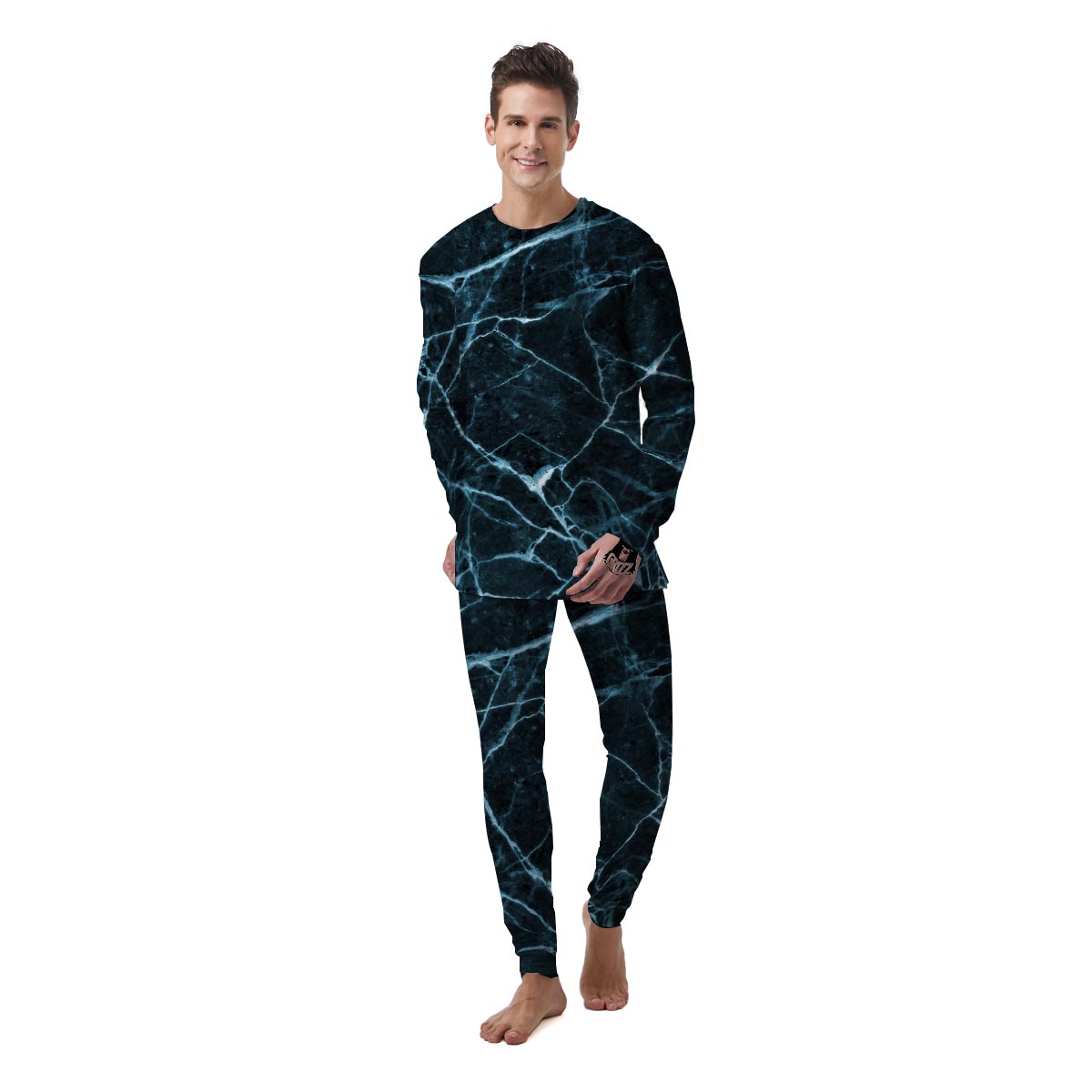 Green Cracked Marble Men's Pajamas-grizzshop