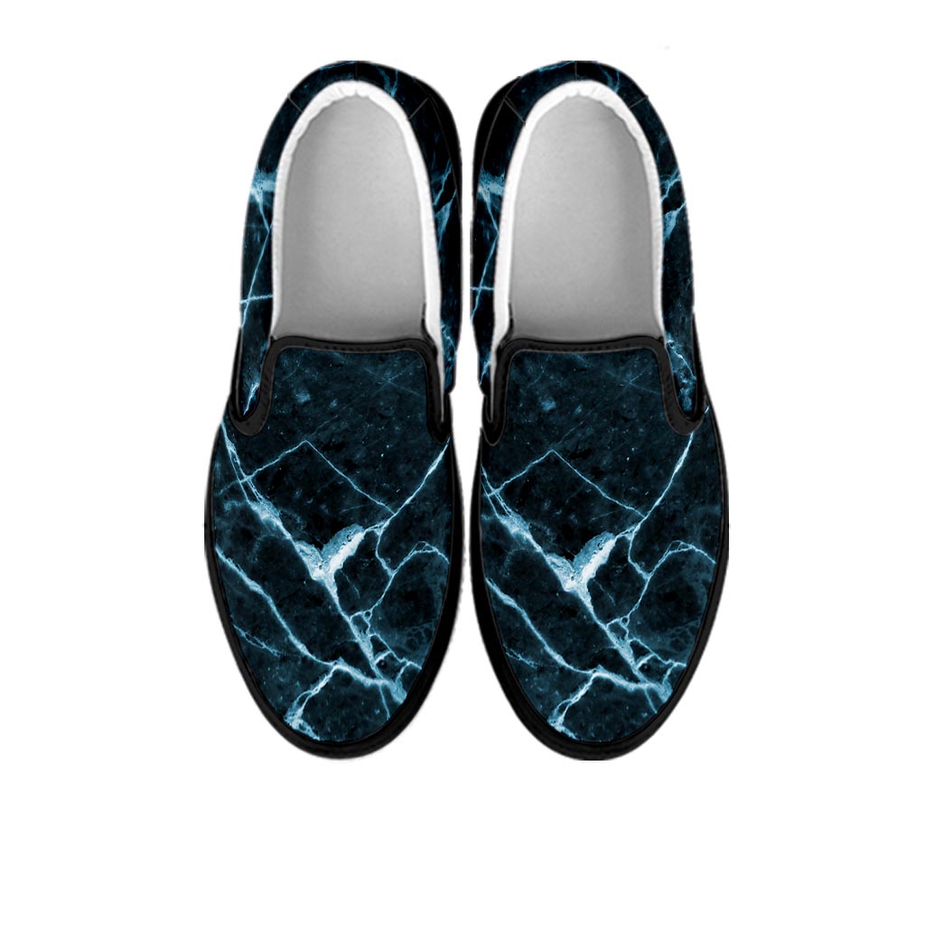 Green Cracked Marble Men's Slip On Sneakers-grizzshop