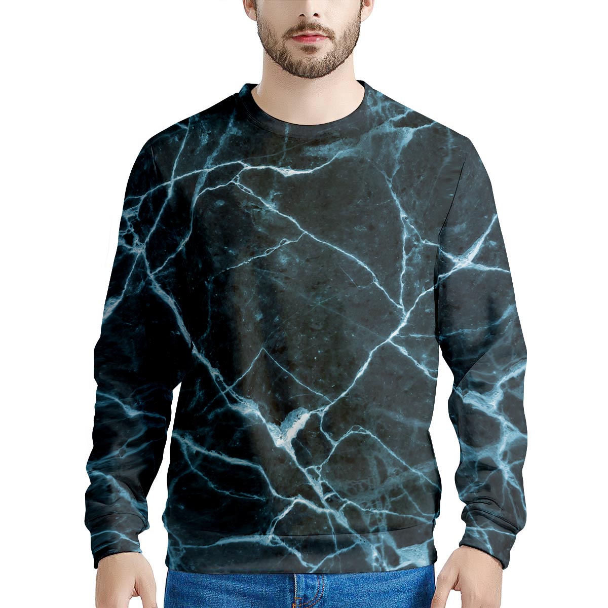 Green Cracked Marble Men's Sweatshirt-grizzshop