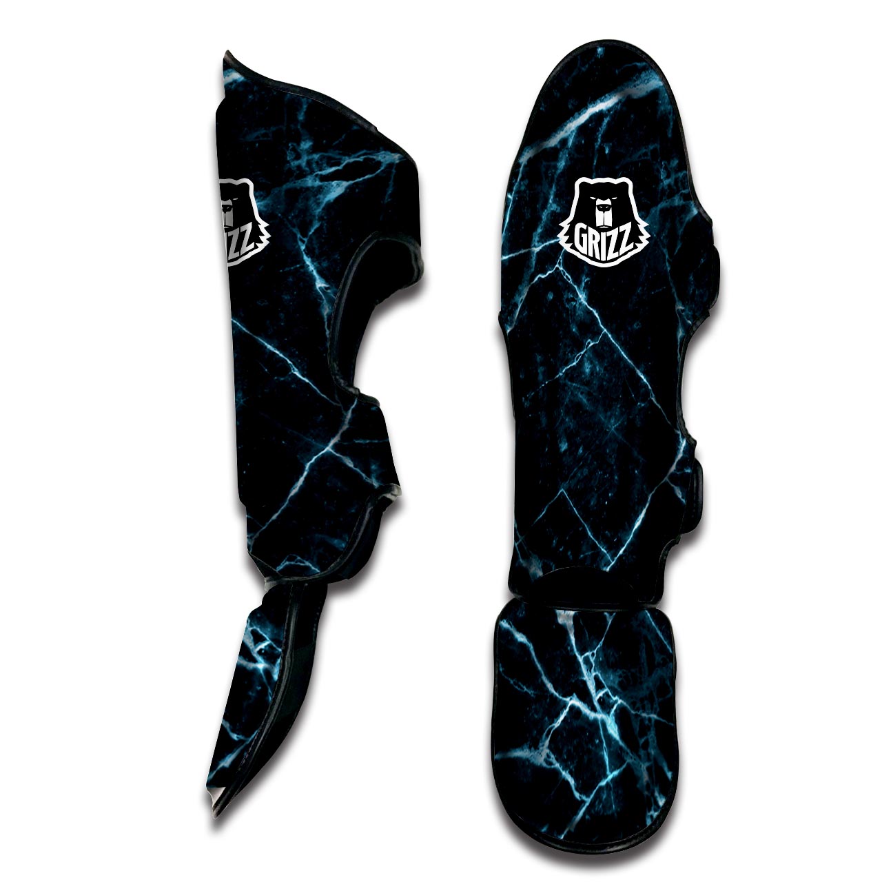 Green Cracked Marble Muay Thai Shin Guard-grizzshop