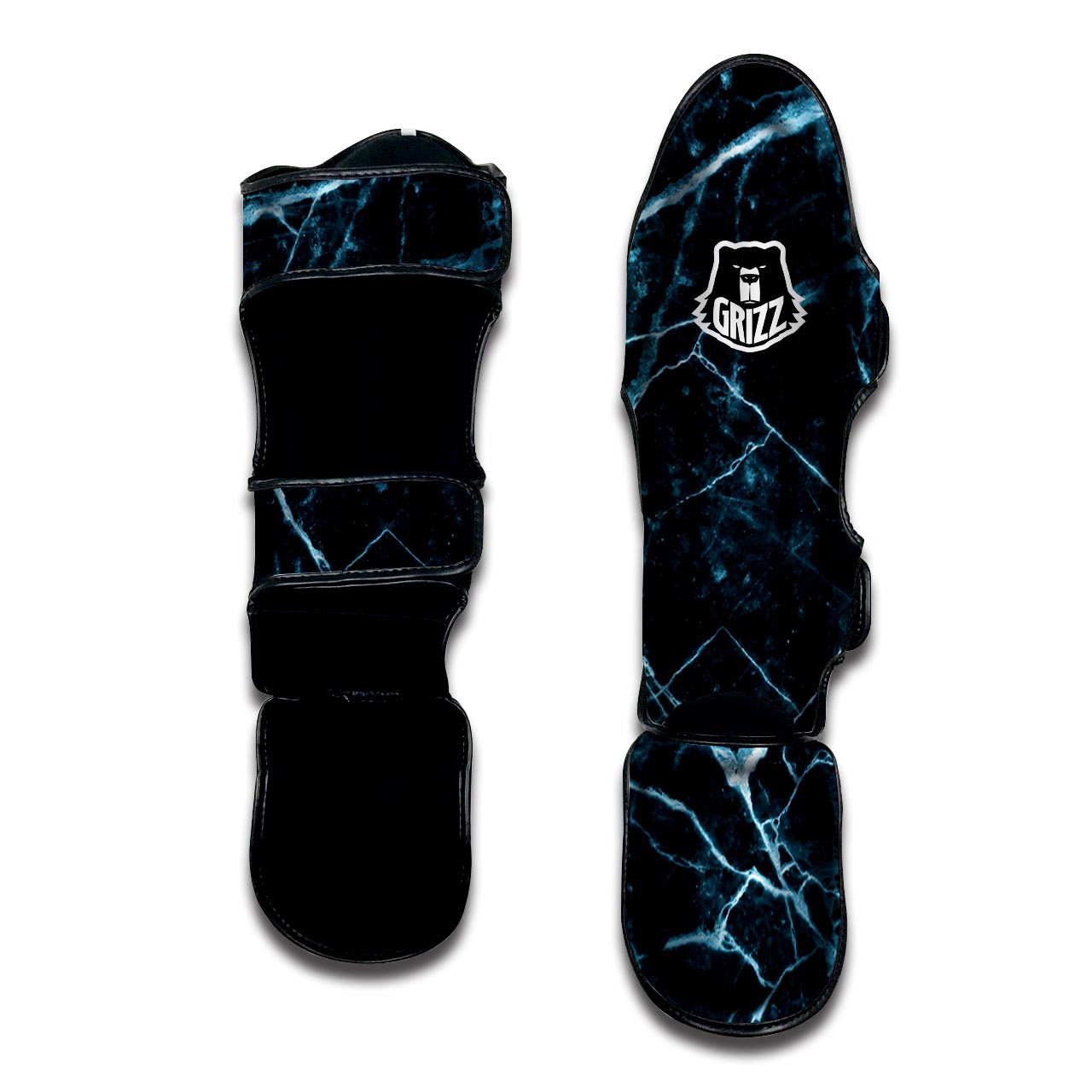 Green Cracked Marble Muay Thai Shin Guard-grizzshop