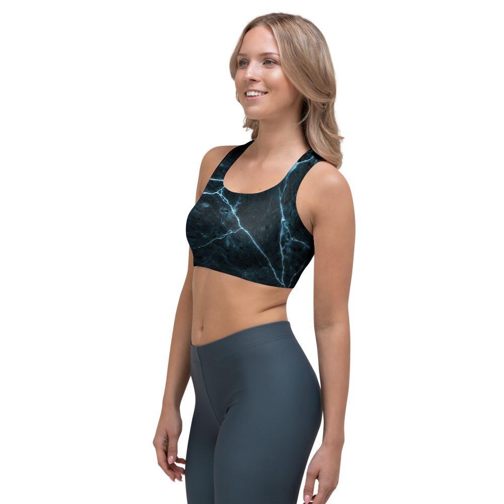 Green Cracked Marble Sports Bra-grizzshop