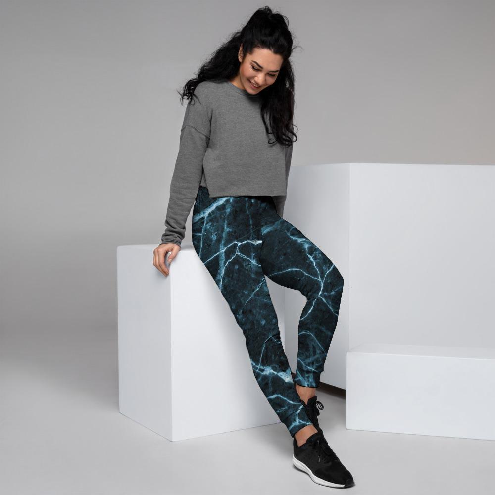 Green Cracked Marble Women's Joggers-grizzshop