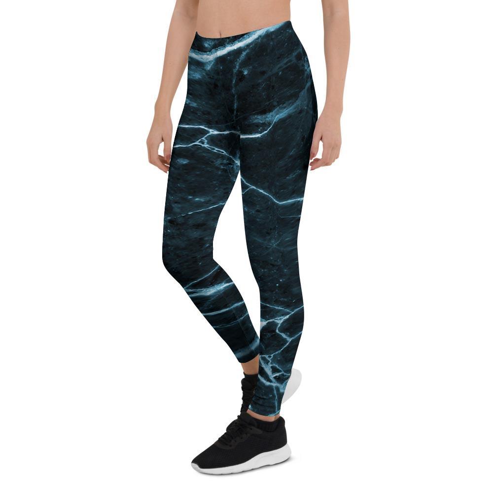 Green Cracked Marble Women's Leggings-grizzshop