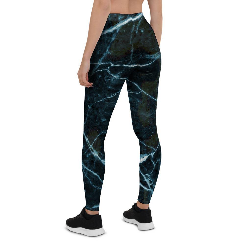 Green Cracked Marble Women's Leggings-grizzshop