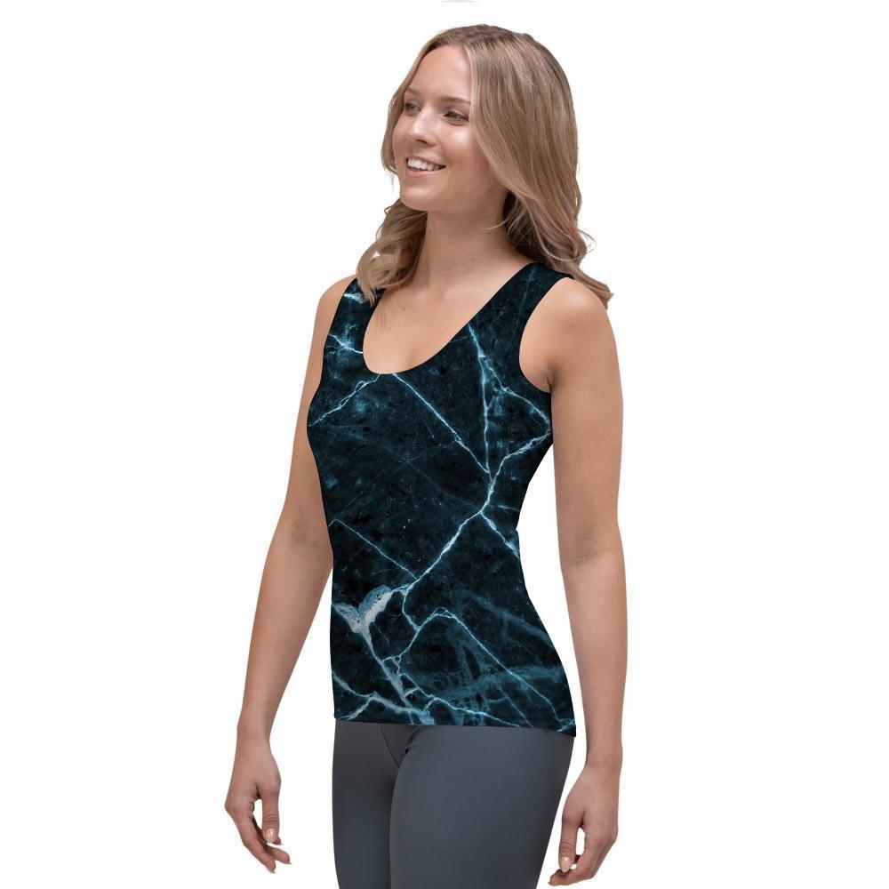 Green Cracked Marble Women's Tank Top-grizzshop
