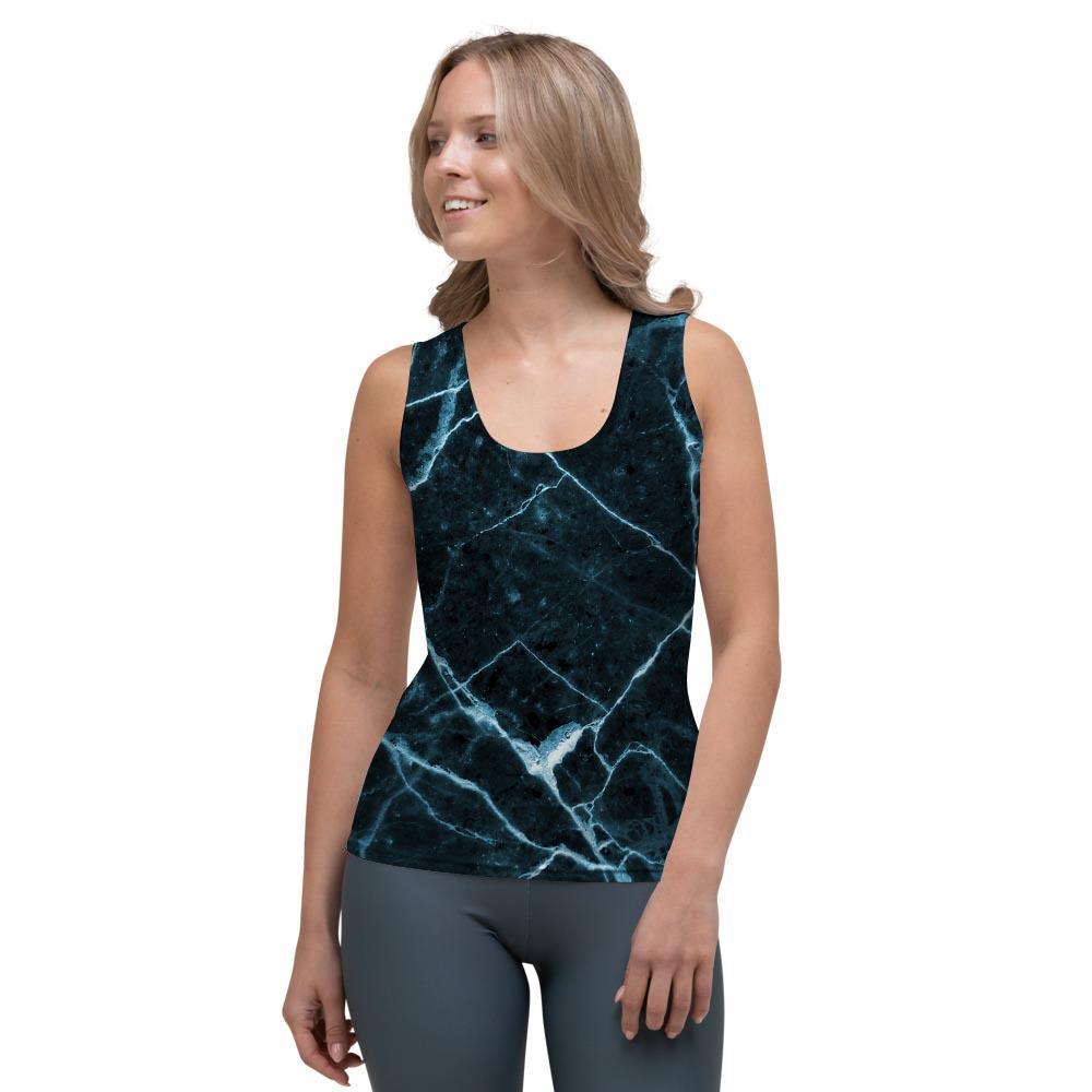 Green Cracked Marble Women's Tank Top-grizzshop