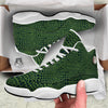 Green Crocodile Leather Skin Print White Basketball Shoes-grizzshop