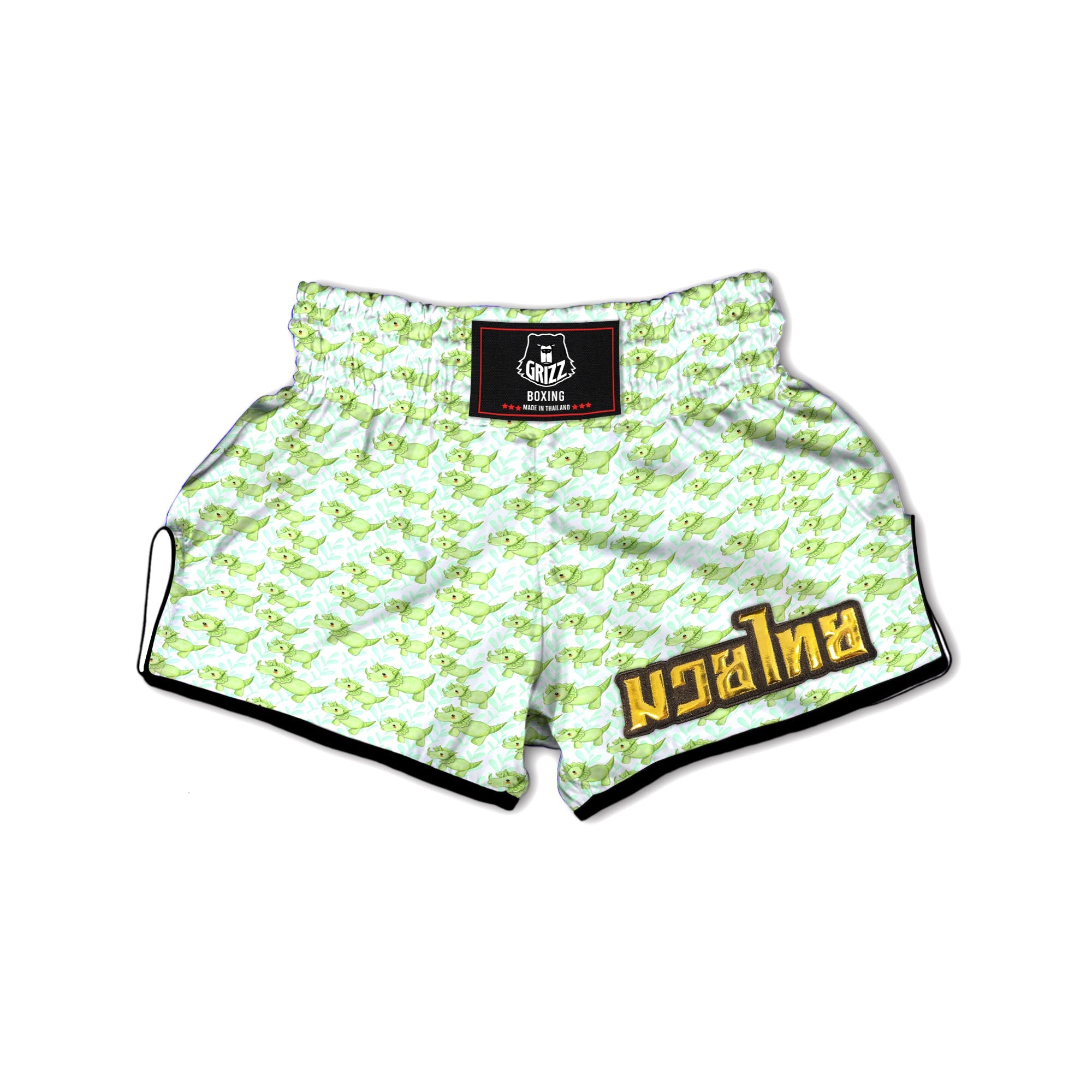 Green Dinosaur Little Print Pattern Muay Thai Boxing Shorts-grizzshop