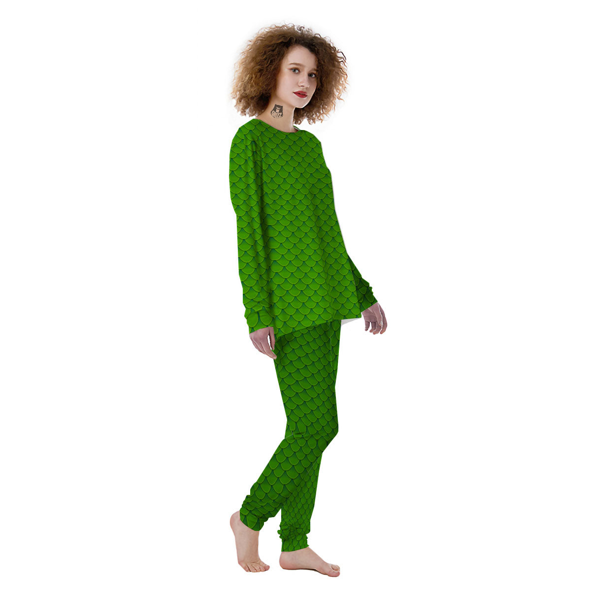 Green Dragon Scales Print Pattern Women's Pajamas-grizzshop