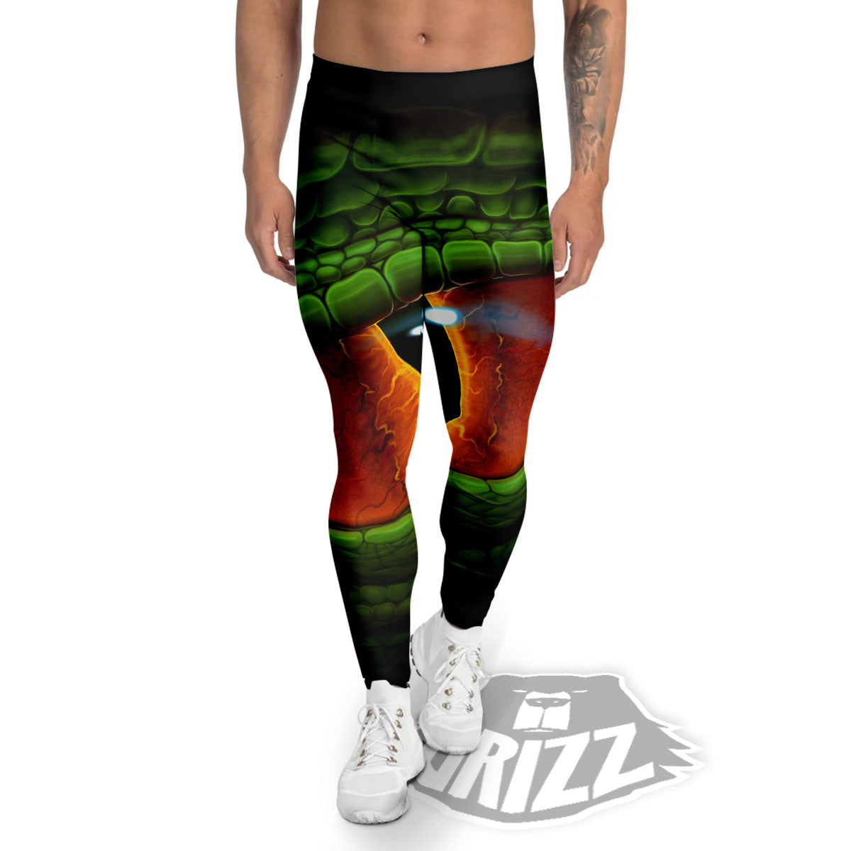 Green Dragon's Eye Print Men's Leggings-grizzshop