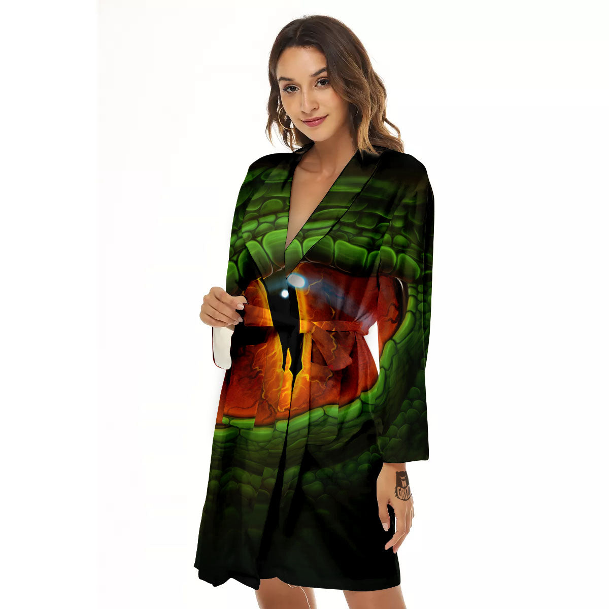 Green Dragon's Eye Print Women's Robe-grizzshop