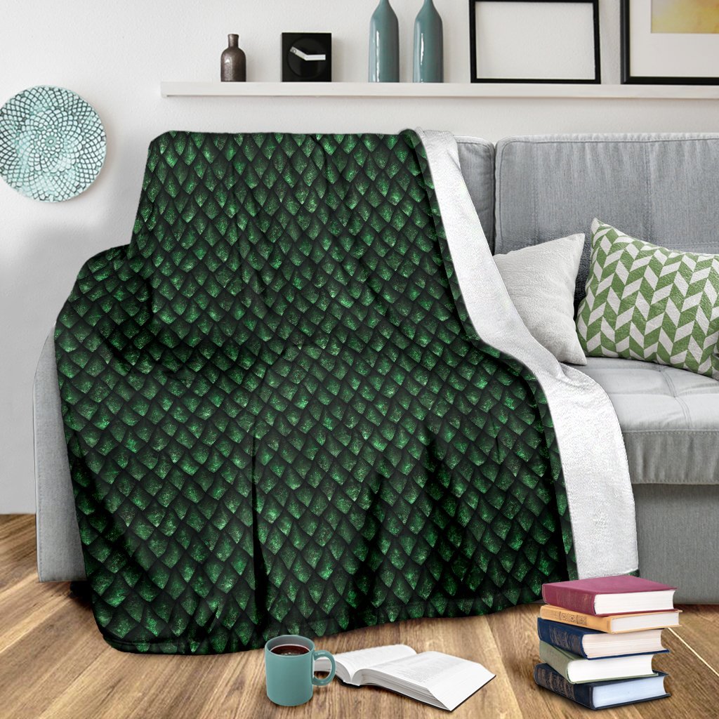 Green Egg Skin Dragon Pattern Print Blanket-grizzshop