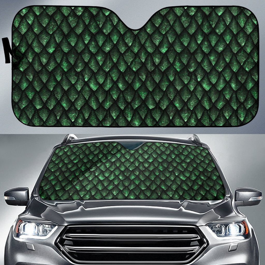 Green Egg Skin Dragon Pattern Print Car Sun Shade-grizzshop