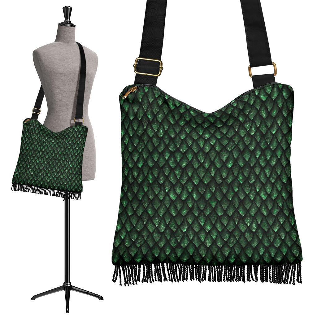 Green Egg Skin Dragon Pattern Print Crossbody Bags-grizzshop