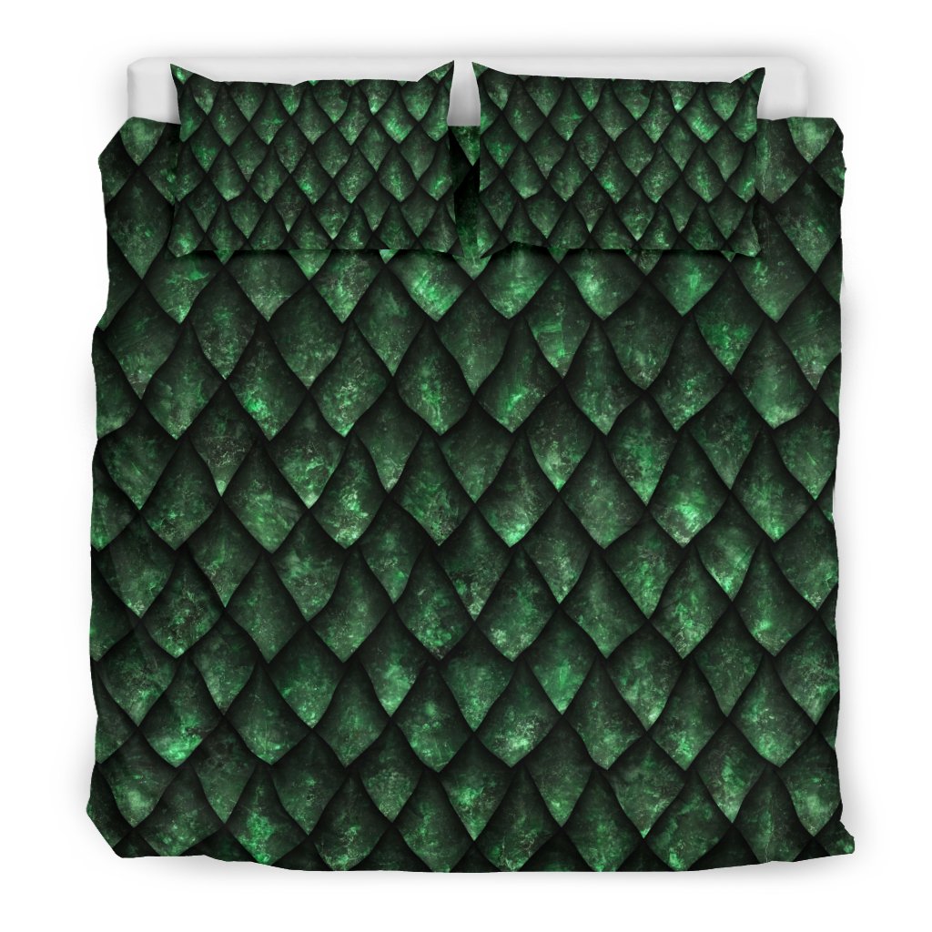 Green Egg Skin Dragon Pattern Print Duvet Cover Bedding Set-grizzshop