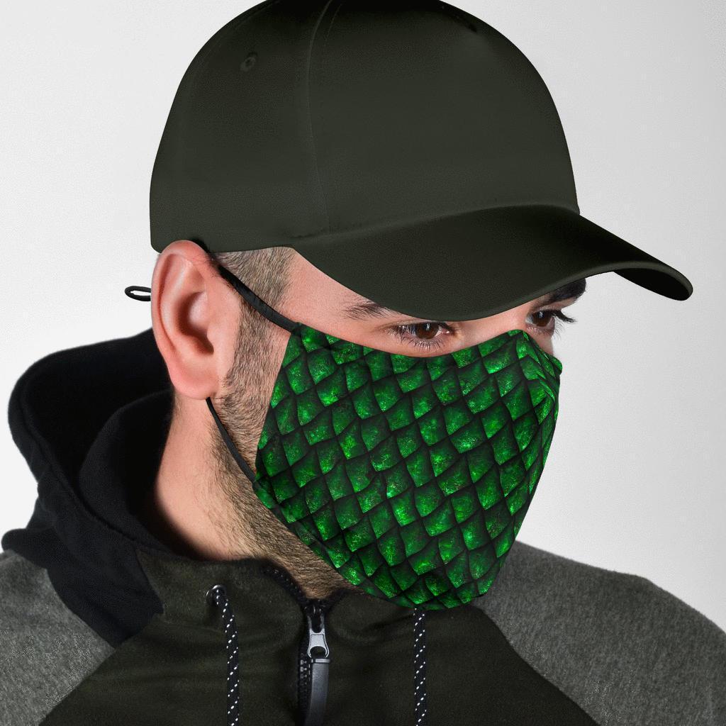 Green Egg Skin Dragon Pattern Print Face Mask-grizzshop