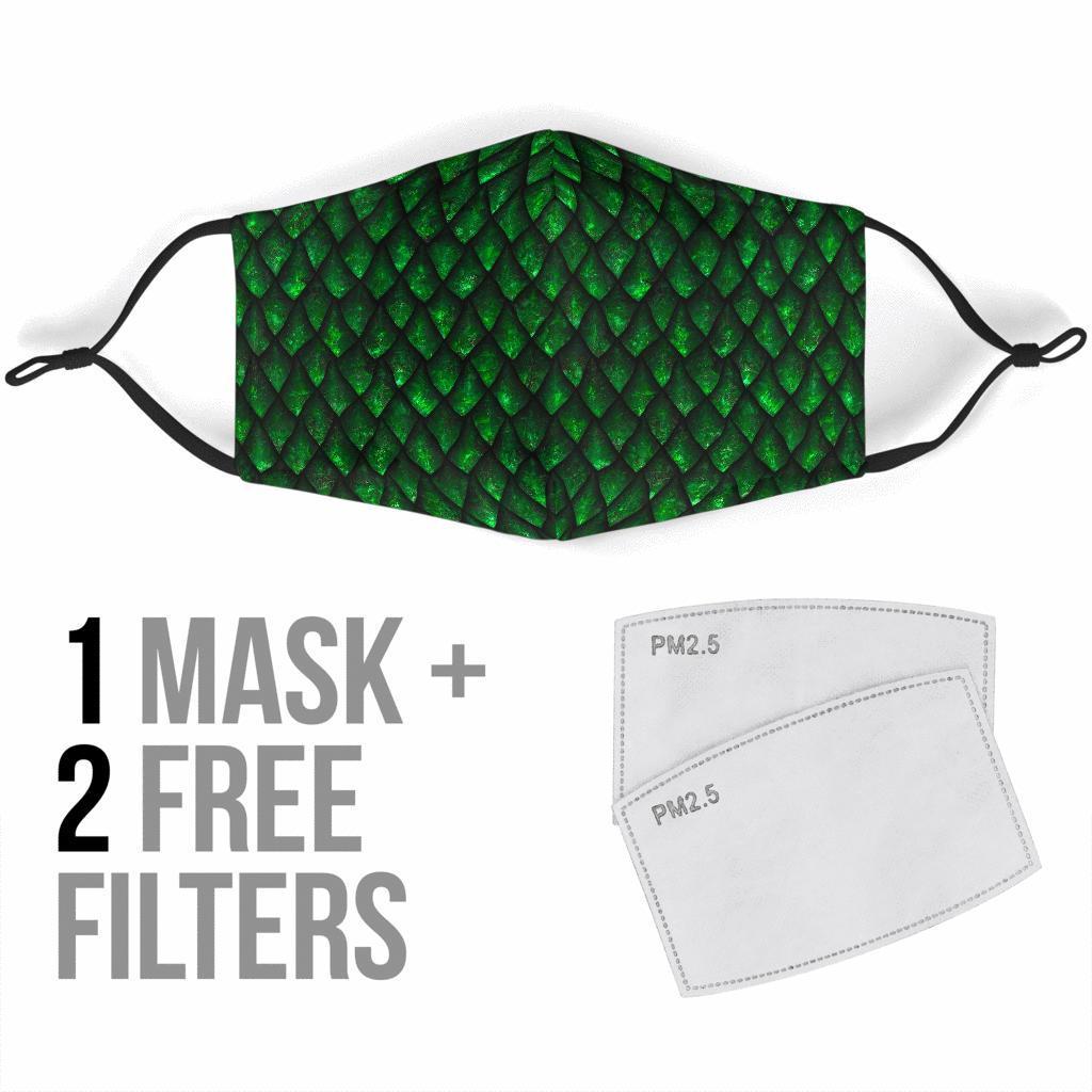 Green Egg Skin Dragon Pattern Print Face Mask-grizzshop