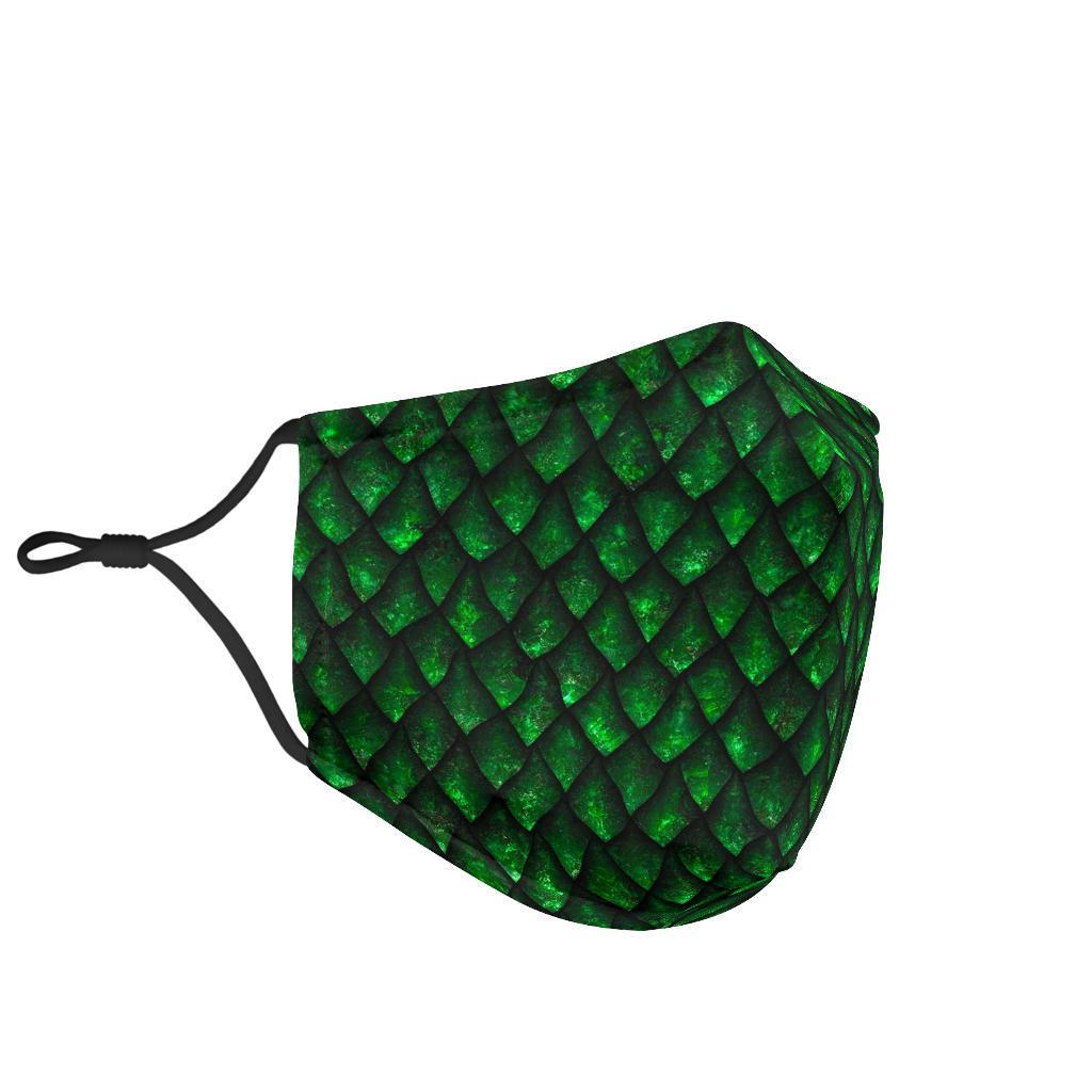 Green Egg Skin Dragon Pattern Print Face Mask-grizzshop