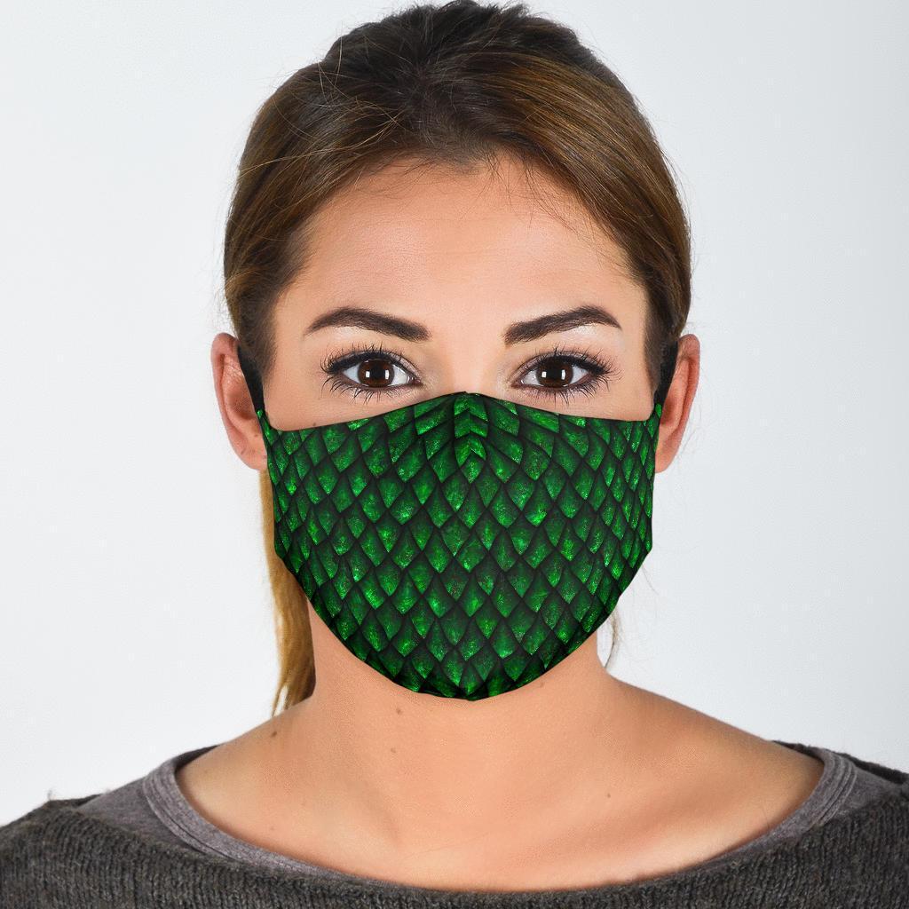 Green Egg Skin Dragon Pattern Print Face Mask-grizzshop