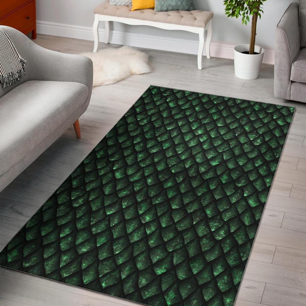 Green Egg Skin Dragon Pattern Print Floor Mat-grizzshop
