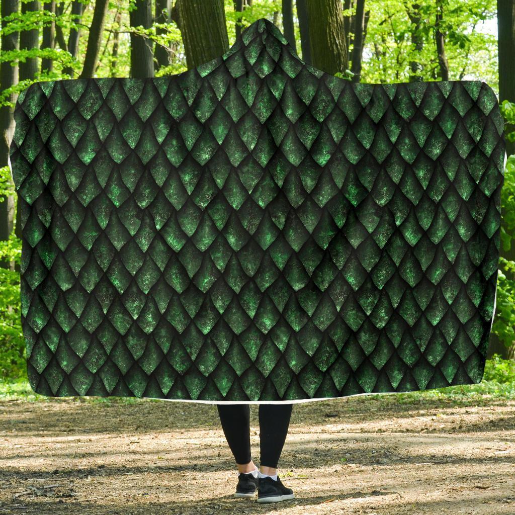 Green Egg Skin Dragon Pattern Print Hooded Blanket-grizzshop