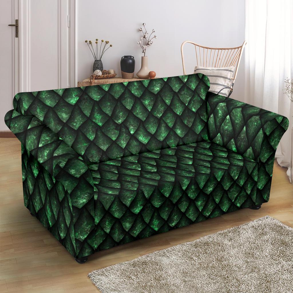 Green Egg Skin Dragon Pattern Print Loveseat Cover-grizzshop