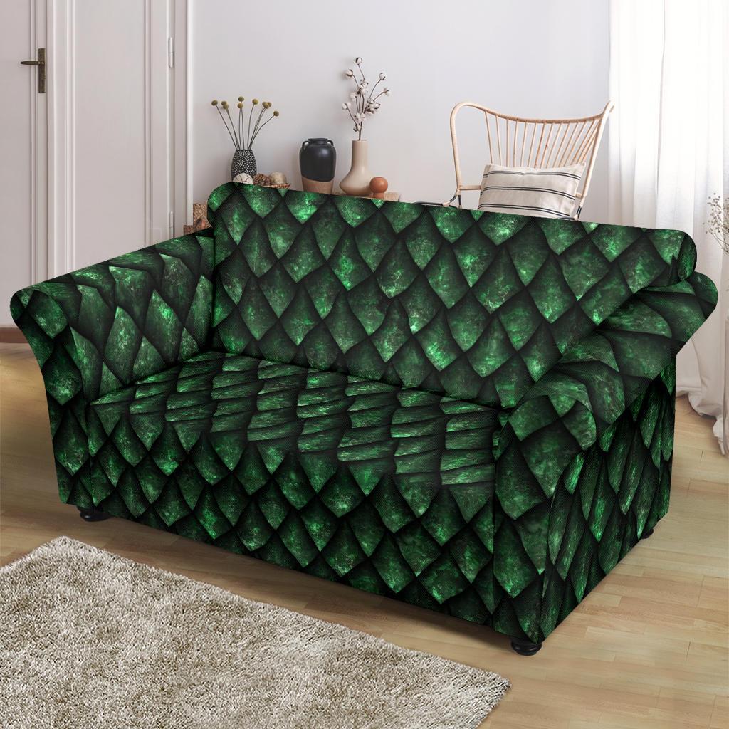 Green Egg Skin Dragon Pattern Print Loveseat Cover-grizzshop