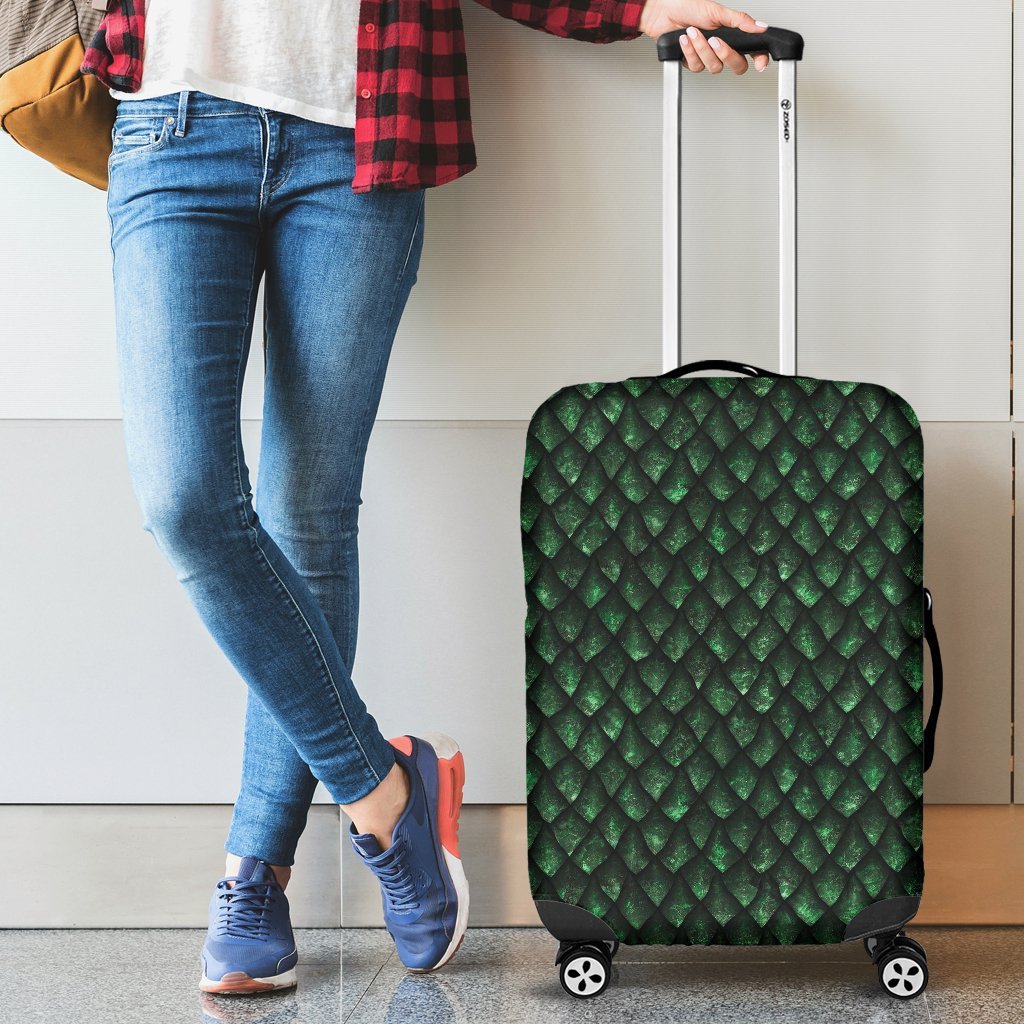 Green Egg Skin Dragon Pattern Print Luggage Cover Protector-grizzshop