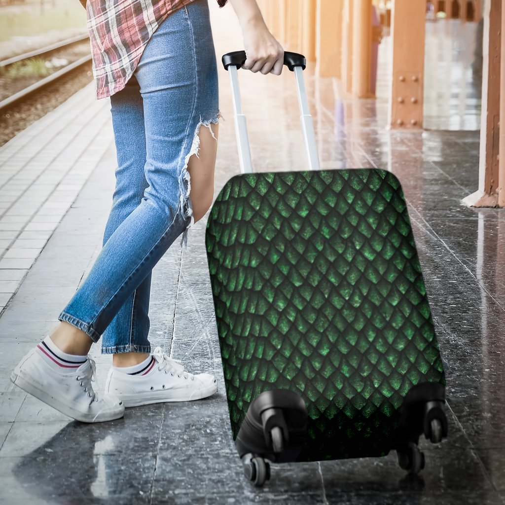 Green Egg Skin Dragon Pattern Print Luggage Cover Protector-grizzshop