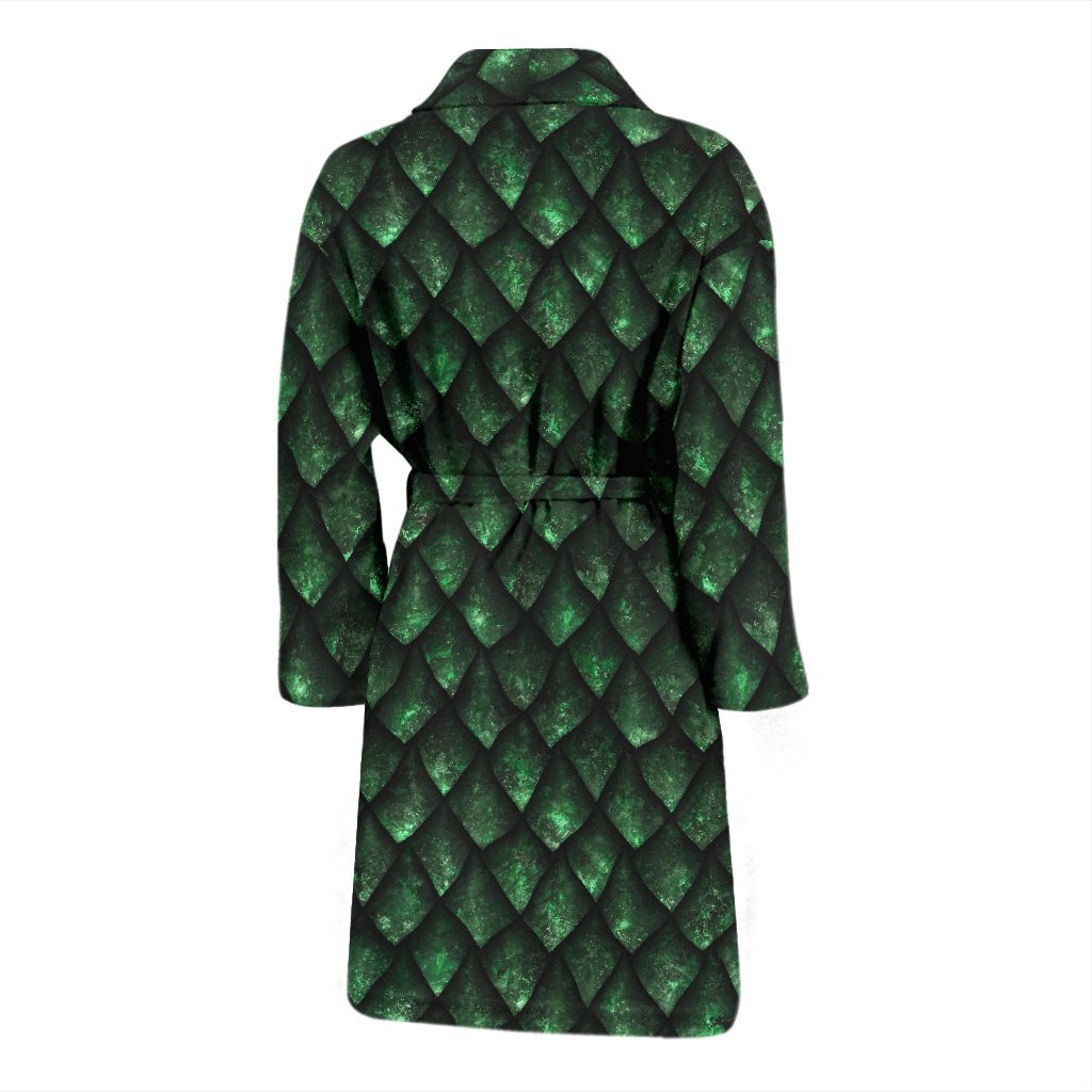 Green Egg Skin Dragon Pattern Print Men Long Robe-grizzshop