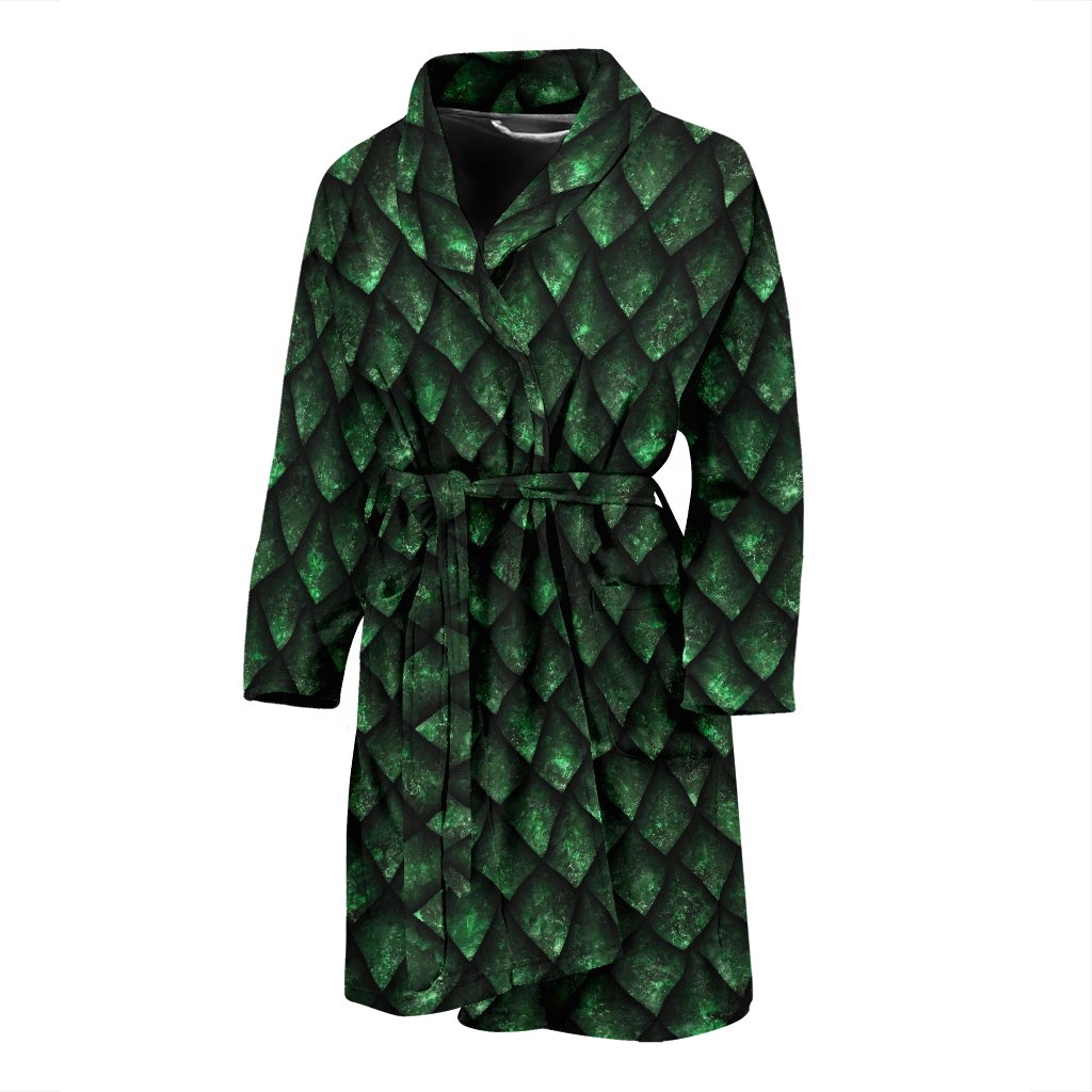 Green Egg Skin Dragon Pattern Print Men Long Robe-grizzshop