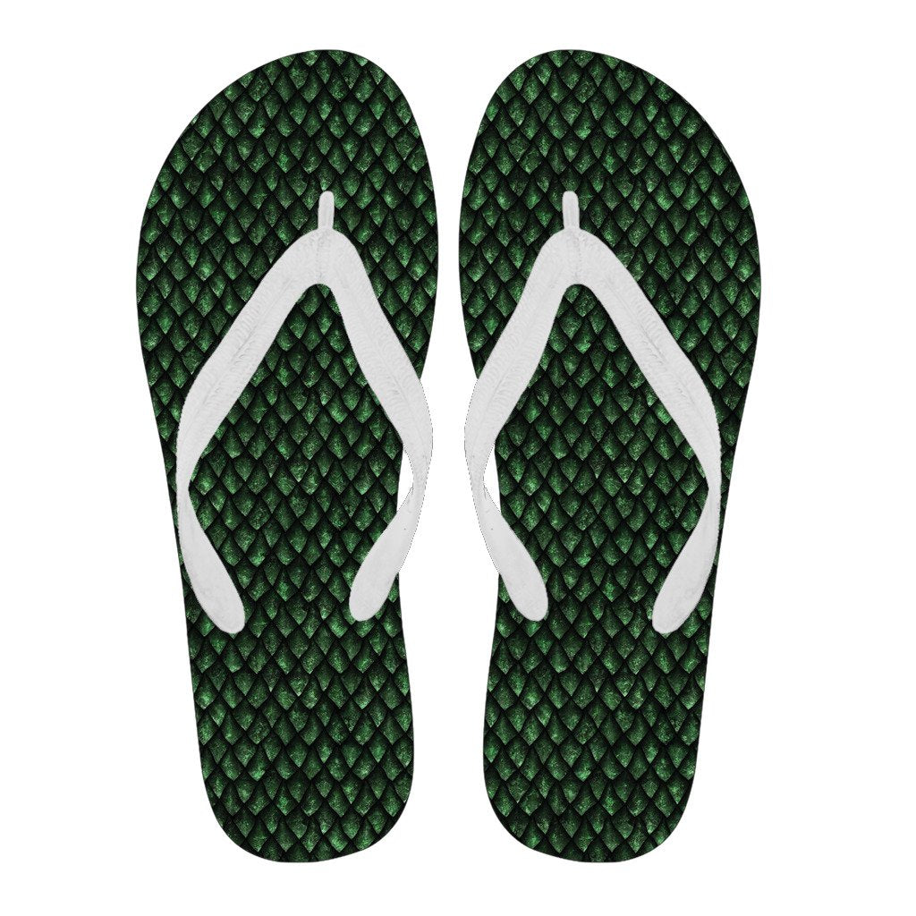 Green Egg Skin Dragon Pattern Print Men & Women Flip Flops-grizzshop
