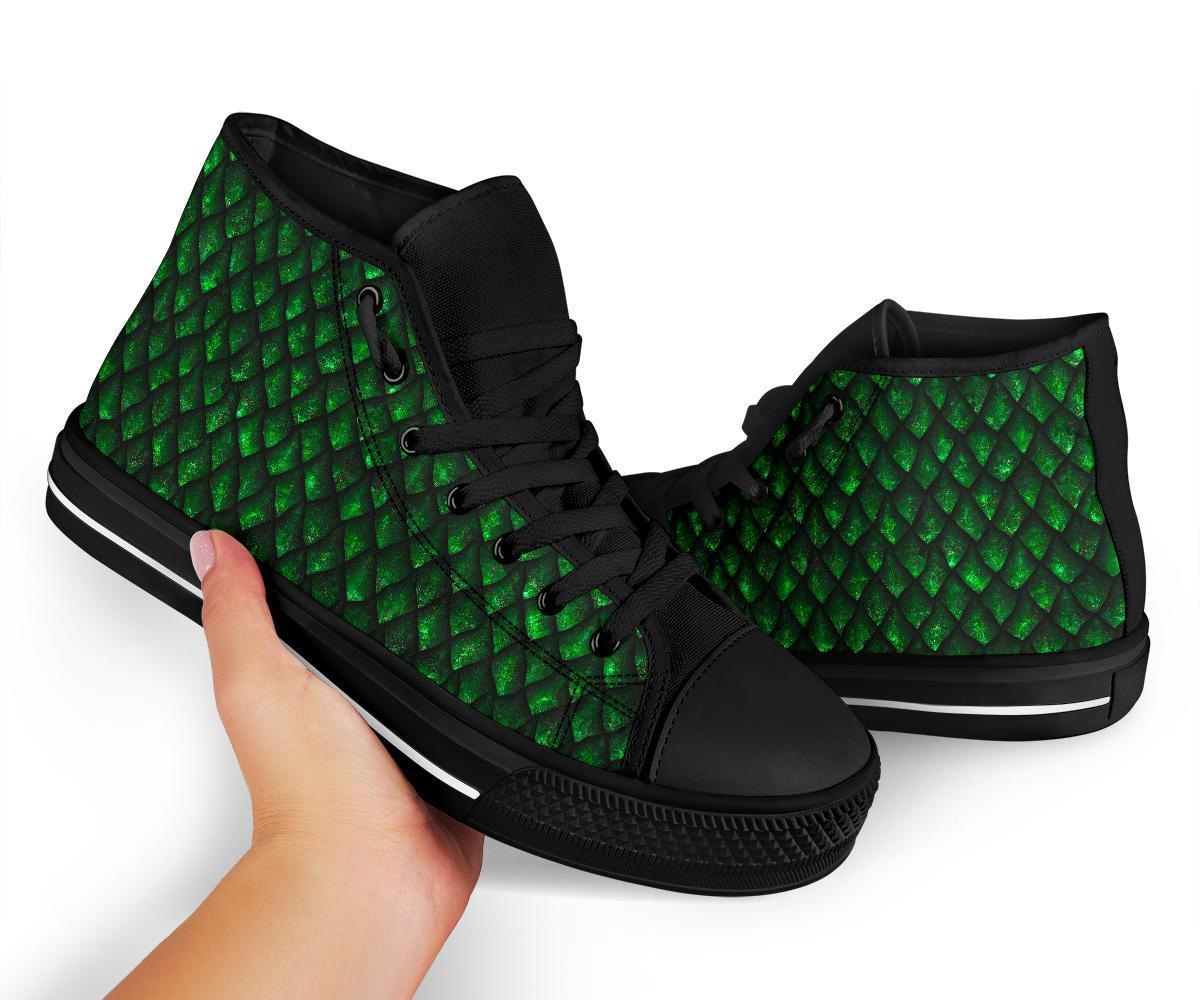 Green Egg Skin Dragon Pattern Print Men Women's High Top Shoes-grizzshop