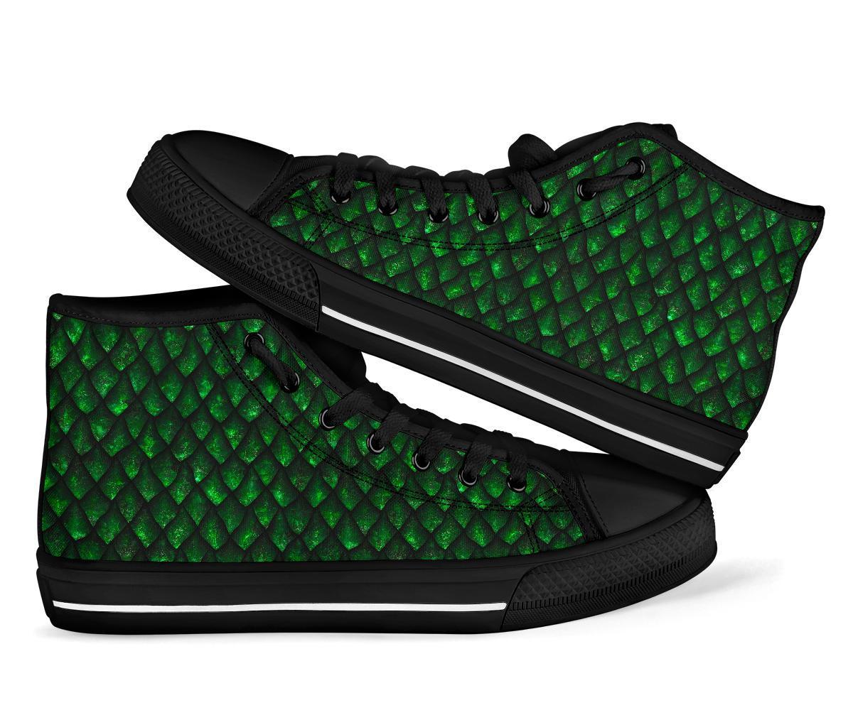 Green Egg Skin Dragon Pattern Print Men Women's High Top Shoes-grizzshop