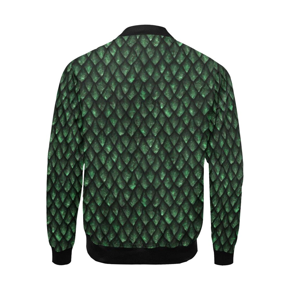 Green Egg Skin Dragon Pattern Print Men's Bomber Jacket-grizzshop