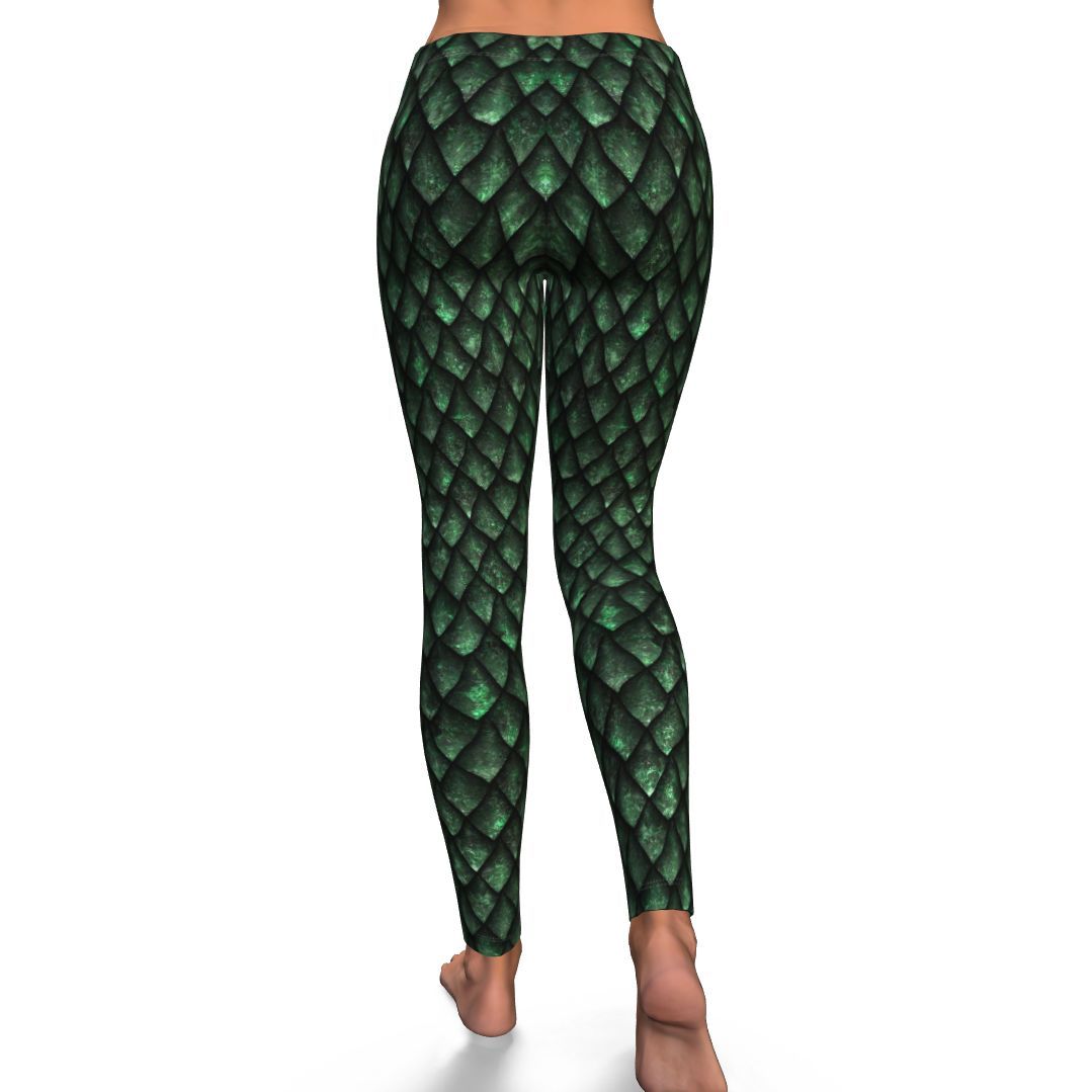 Green Egg Skin Dragon Pattern Print Pattern Women Leggings-grizzshop