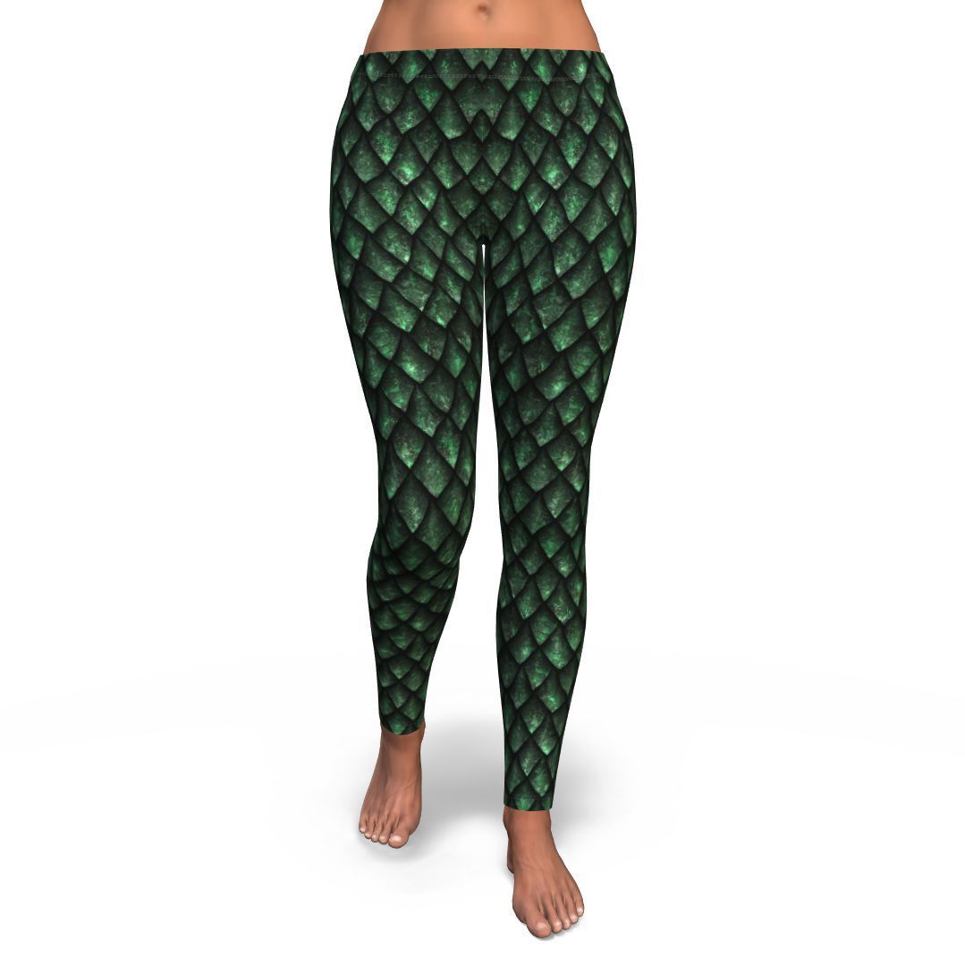 Green Egg Skin Dragon Pattern Print Pattern Women Leggings-grizzshop