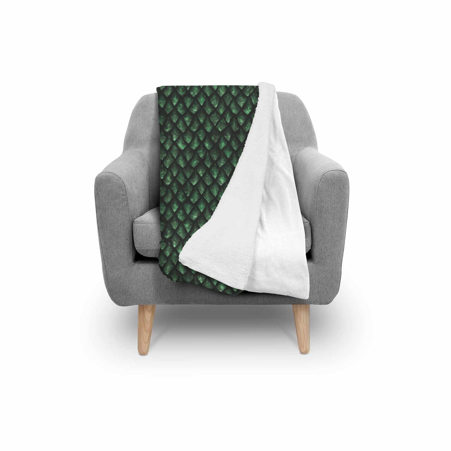 Green Egg Skin Dragon Pattern Print Throw Blanket-grizzshop
