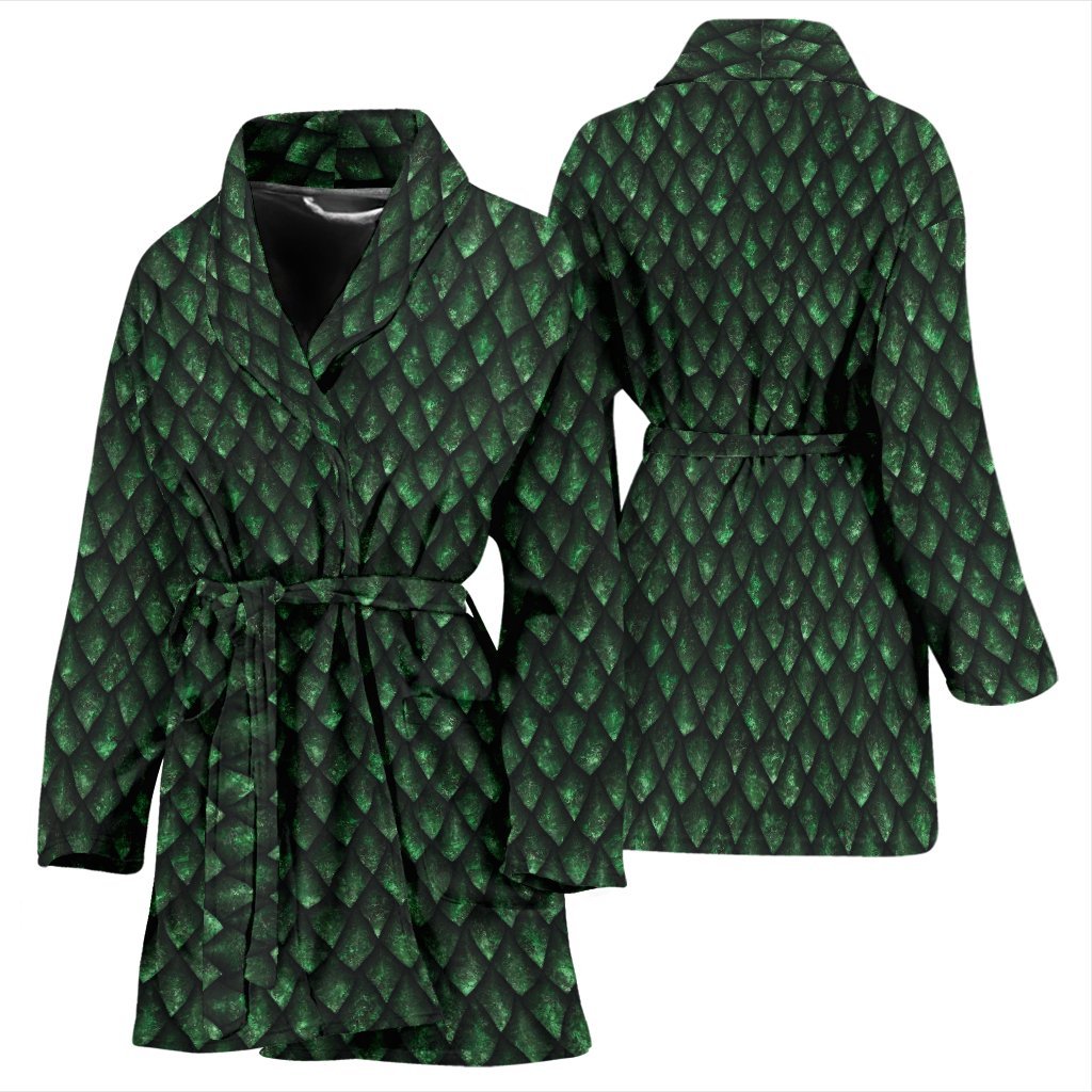 Green Egg Skin Dragon Pattern Print Women Long Robe-grizzshop