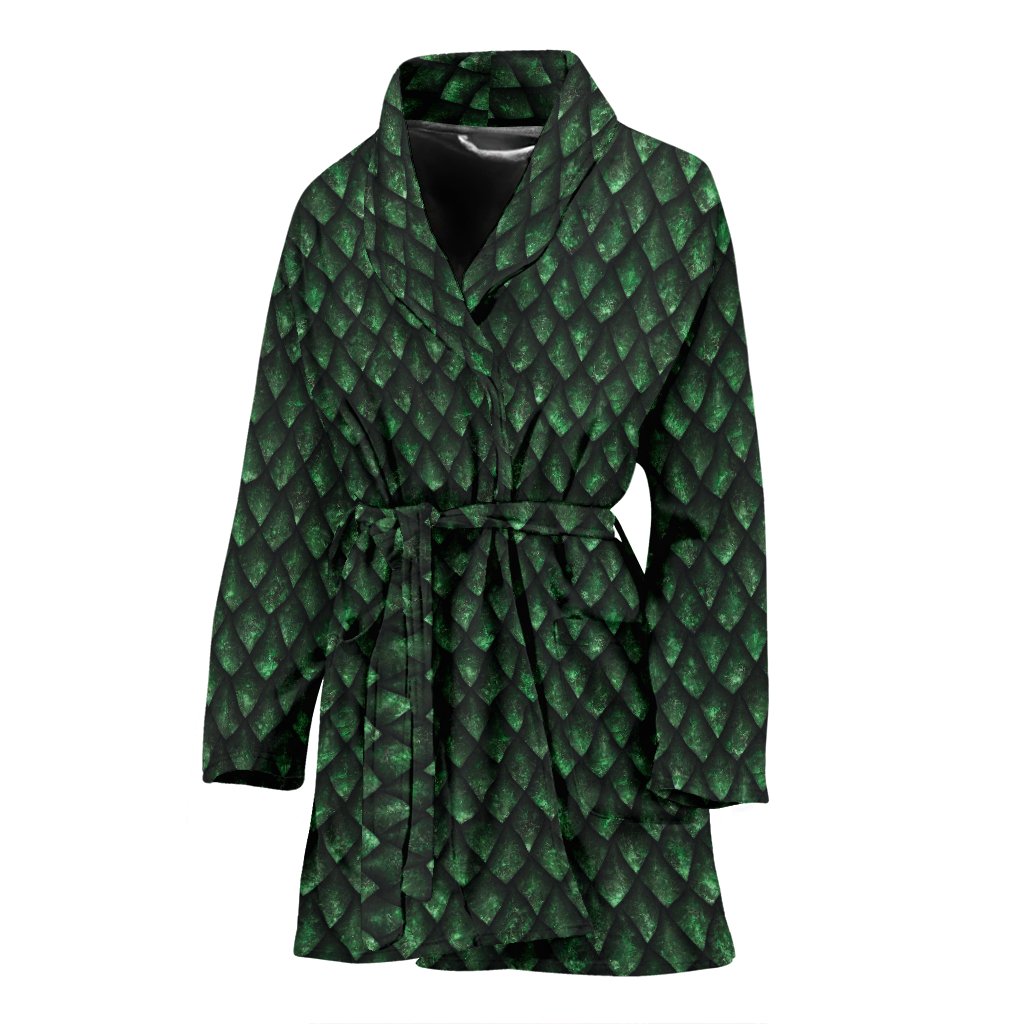 Green Egg Skin Dragon Pattern Print Women Long Robe-grizzshop