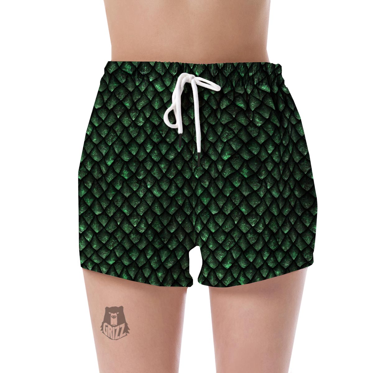 Green Egg Skin Dragon Pattern Print Women's Shorts-grizzshop